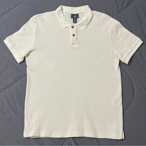 H&M Men’s Off-White Textured Slim Fit Polo Shirt Size M